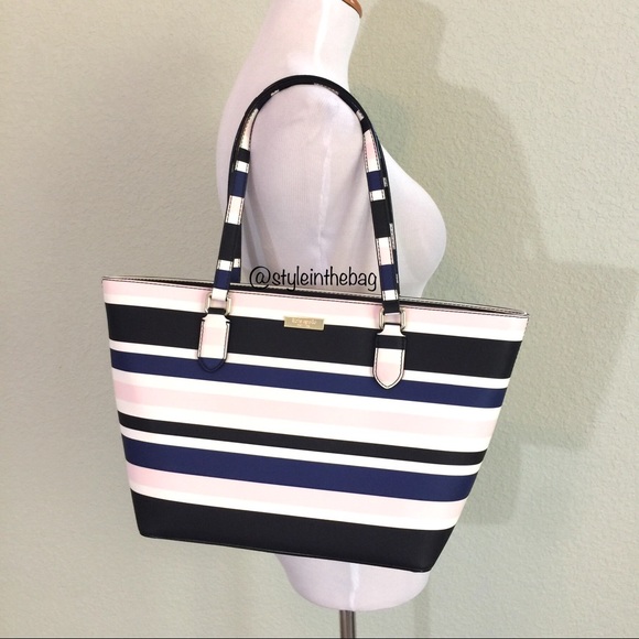kate spade pink and blue striped purse